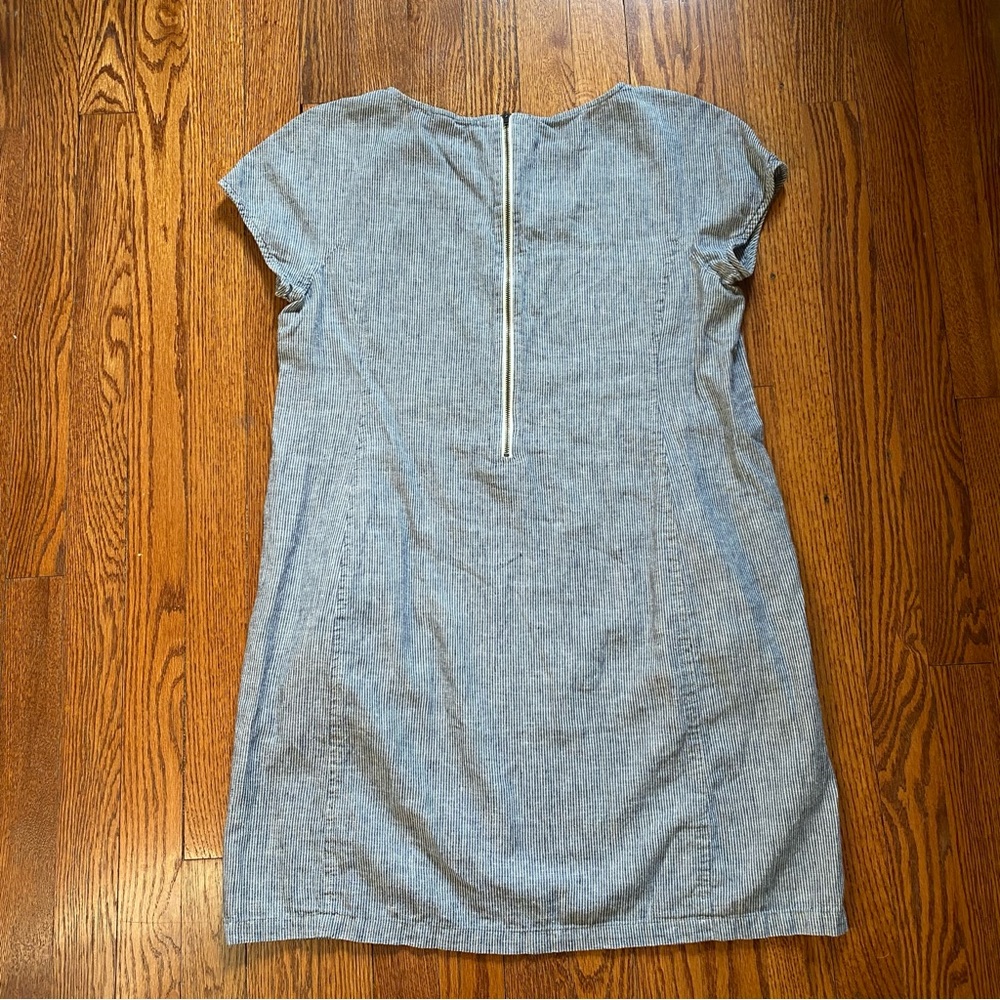 Eileen Fisher Petite Hemp and Organic Cotton Blue Seersucker Dress size MP - Picture 3 of 5